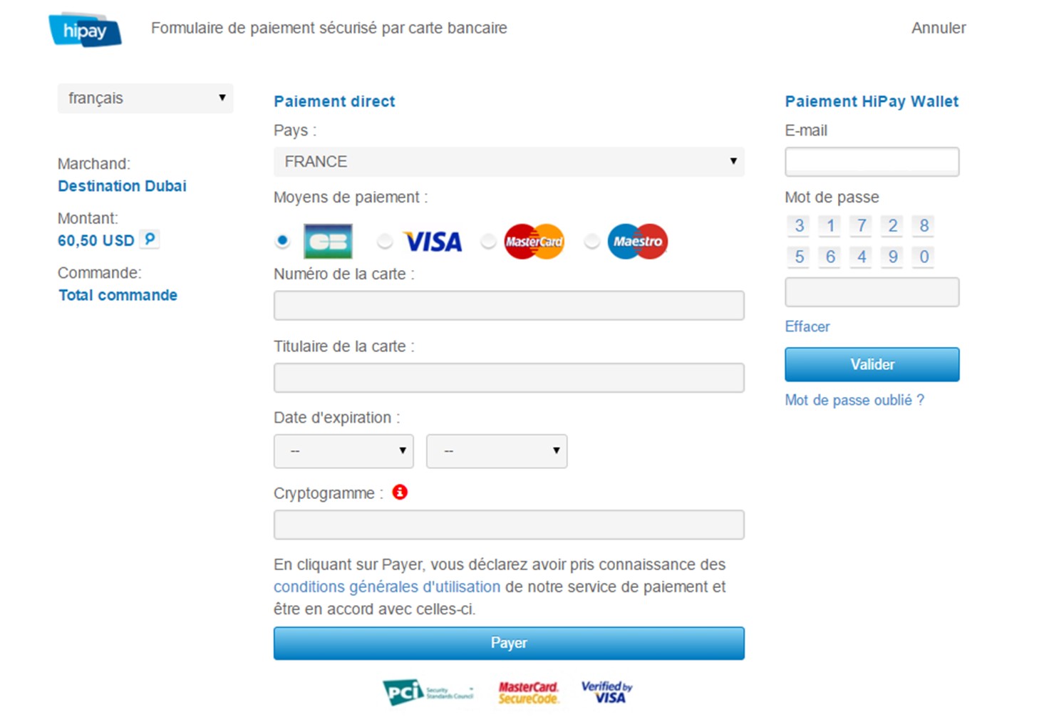 page paiement